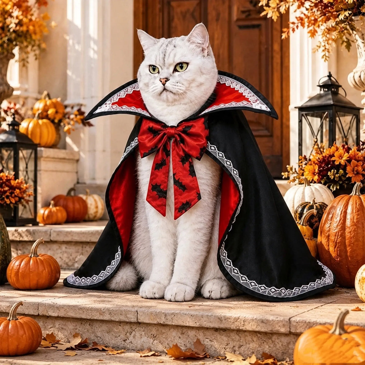 Pet Halloween Vampire Cape Bat Costume, Dog Cat Transformation Funny Cosplay Clothes, Hooded Shawl for Pets, Perfect for Halloween Parties