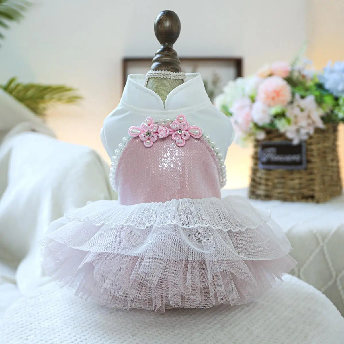 Pet Dress, Cute Flower Decor Pet Dress, Pet Clothes for Small Dogs, Fashionable Pet Clothing for Dogs, Dog & Cat Clothing Supplies, Poodle, Puppy Clothes