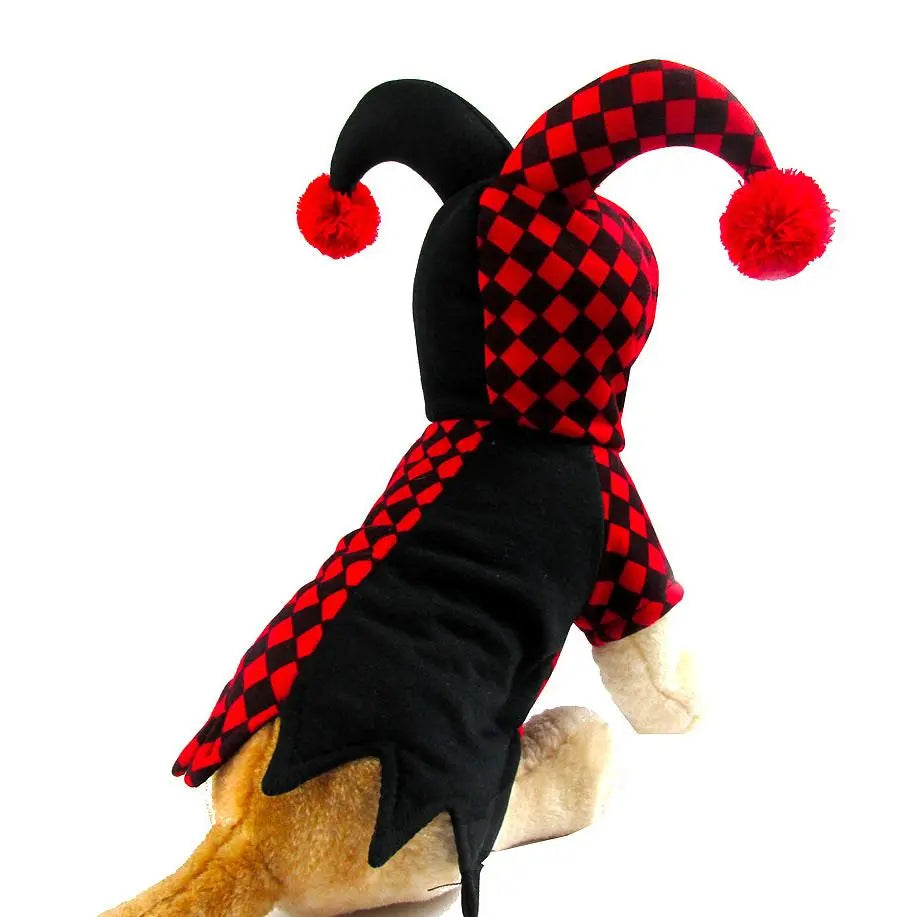 Funny and Quirky 3D Clown Halloween Pet Costume Halloween Ghost Dog Onesie Pajamas Funny Ghost Rider Dog Costume Adjustable Halloween Cat Costume Set Purple Witch Pet Cloak Hat