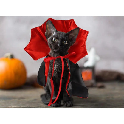 Halloween Vampire Cloak Costume Adjustable Red Black Pet Cape Costume Clothes, Halloween Pet Accessories Costumes Outfit Decor Cowl for Small Cats Dogs Halloween Party Pet