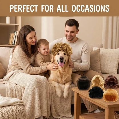 6-Pack Funny Cat & Dog Wigs with Adjustable Straps – Soft Pet Cosplay Costumes for Halloween, Christmas, Parties & Photo Shoots