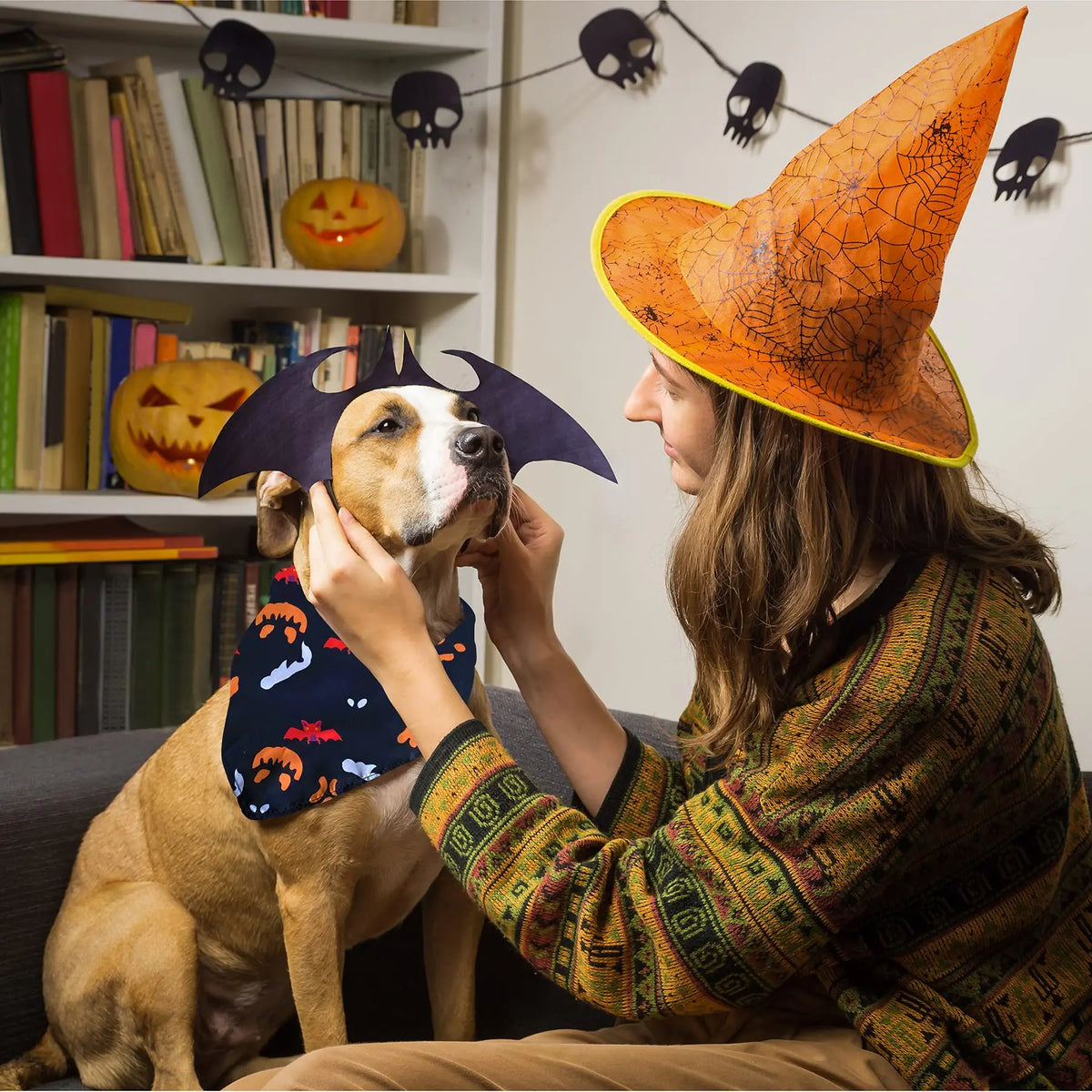 4 Pack Halloween Dog Bandanas,Adjustable Triangle Bibs Pumpkin Dog Bandana Pet Scarf for Small Medium Large Dogs and Cats Halloween Pet Costume Supply Gift
