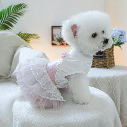 Pet Dress, Cute Flower Decor Pet Dress, Pet Clothes for Small Dogs, Fashionable Pet Clothing for Dogs, Dog & Cat Clothing Supplies, Poodle, Puppy Clothes