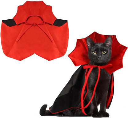 Halloween Vampire Cloak Costume Adjustable Red Black Pet Cape Costume Clothes, Halloween Pet Accessories Costumes Outfit Decor Cowl for Small Cats Dogs Halloween Party Pet