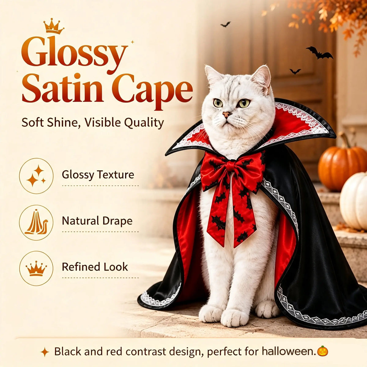 Pet Halloween Vampire Cape Bat Costume, Dog Cat Transformation Funny Cosplay Clothes, Hooded Shawl for Pets, Perfect for Halloween Parties