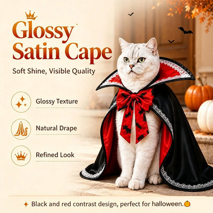Pet Halloween Vampire Cape Bat Costume, Dog Cat Transformation Funny Cosplay Clothes, Hooded Shawl for Pets, Perfect for Halloween Parties