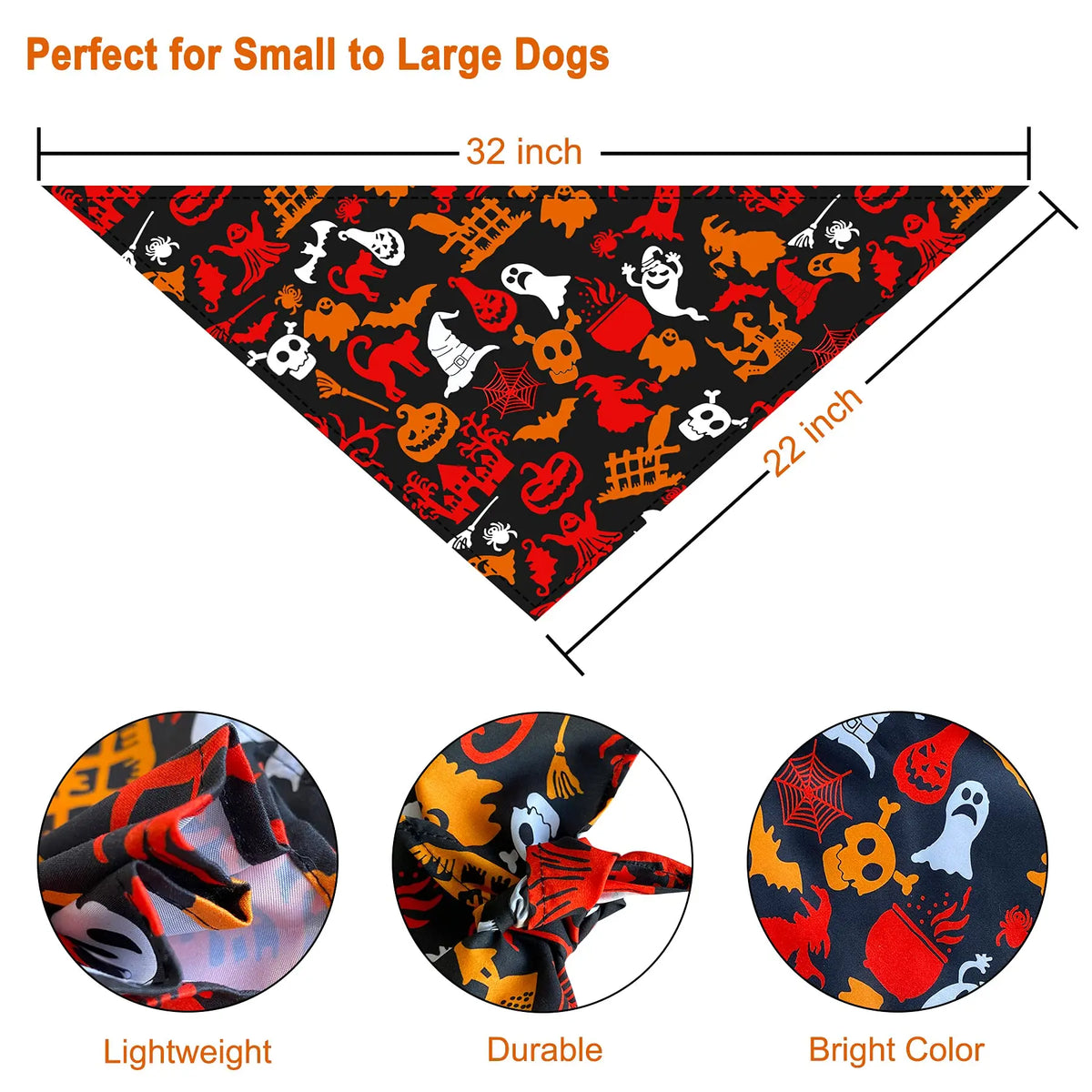 4 Pack Halloween Dog Bandanas,Adjustable Triangle Bibs Pumpkin Dog Bandana Pet Scarf for Small Medium Large Dogs and Cats Halloween Pet Costume Supply Gift