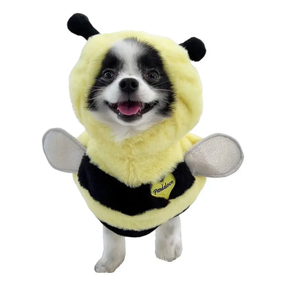 Pandaloon Bumblebee Halloween Dog Costume - Hilarious Front-Facing Outfit for Small to Medium Dogs and Cats