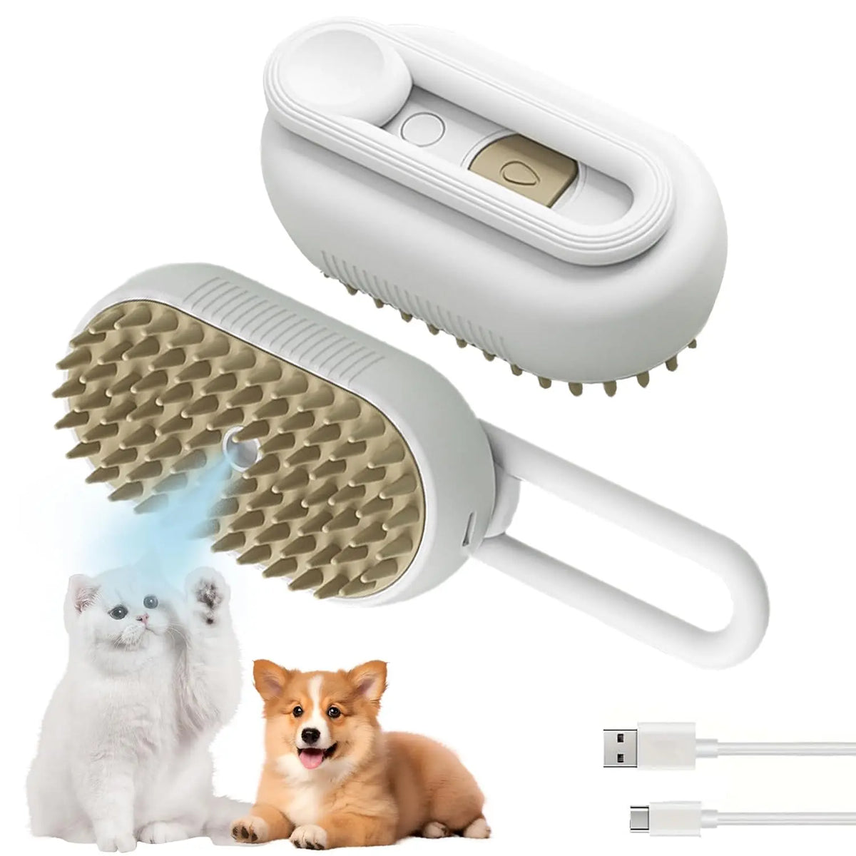 Pet Steam Brush,Cat Dog Hair Remover, Adjustable Pet Hair Remover,Pet Steamy Mist,Steam Pet Brush for Pet Hair 3-IN-1 Steamy Cat Brush Grooming Comb for Dogs Steam Brush for Cats Remove Flying Fur Steam Advanced Pet Hair Removal Comb Pet Pal Brush