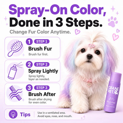 Pet Safe Color Spray-Crane Pet，Temporary Pet Hair Color Spray – Non Toxic&Washable，