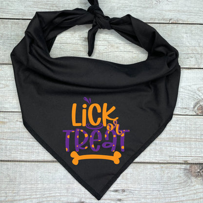 Halloween Dog Bandana - Lick or Treat Pumpkin Print Design Reversible Bandana for Dogs Sizes X-Small to X-Large Festive Fashion Halloween Essentials