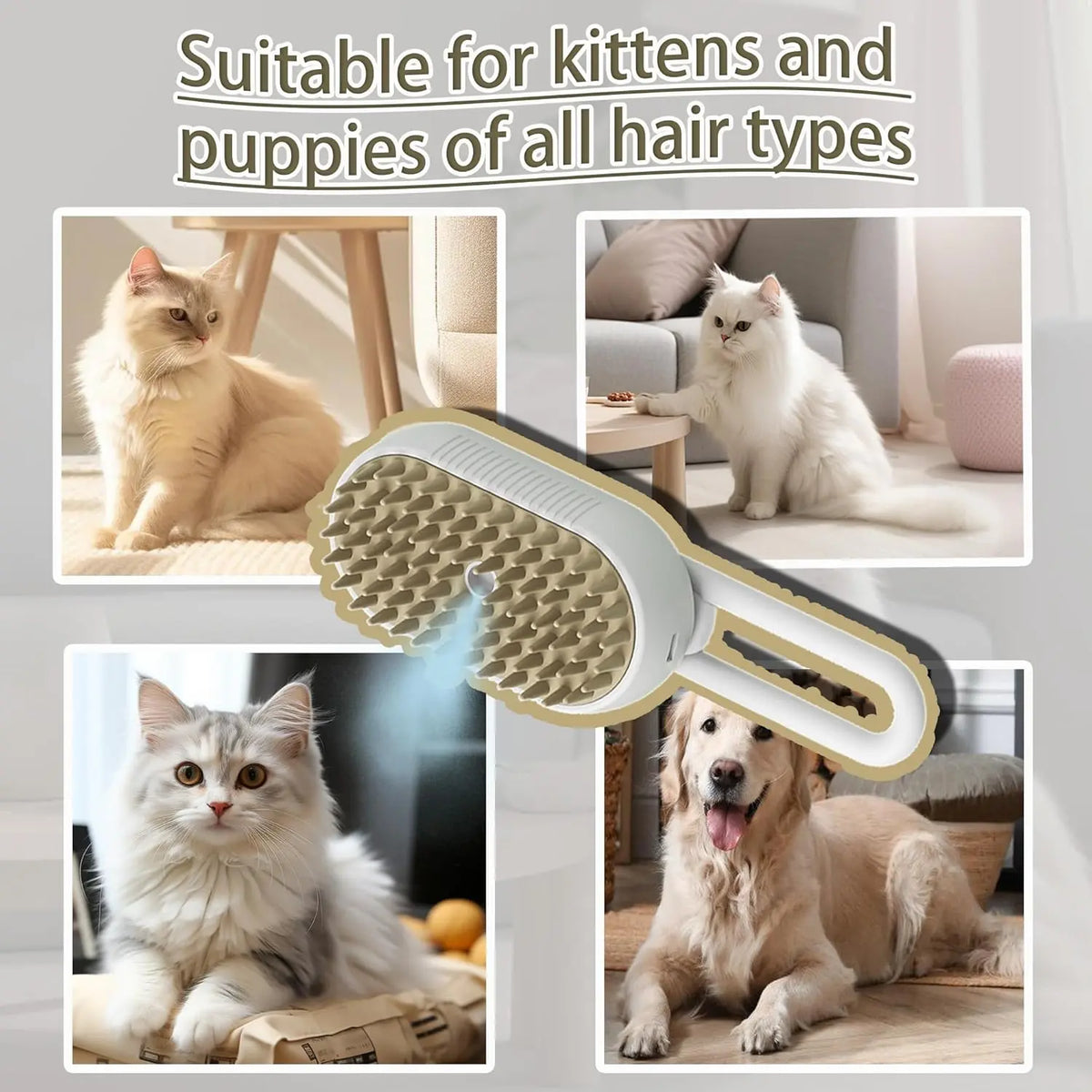 Pet Steam Brush,Cat Dog Hair Remover, Adjustable Pet Hair Remover,Pet Steamy Mist,Steam Pet Brush for Pet Hair 3-IN-1 Steamy Cat Brush Grooming Comb for Dogs Steam Brush for Cats Remove Flying Fur Steam Advanced Pet Hair Removal Comb Pet Pal Brush