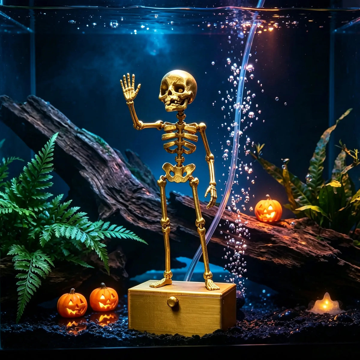 Halloween Dancing Skeleton,Air Driven Dancing Skeleton Aquarium Decor, Movable Joint Skull, Fun Bubble-Powered Fish Tank Ornament, Unique Halloween Gift, Aquarium Decorations, Fish Decorations for Tank,Halloween Fun Decoration-Gz