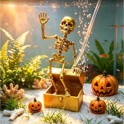 Halloween Dancing Skeleton,Air Driven Dancing Skeleton Aquarium Decor, Movable Joint Skull, Fun Bubble-Powered Fish Tank Ornament, Unique Halloween Gift, Aquarium Decorations, Fish Decorations for Tank,Halloween Fun Decoration-Gz