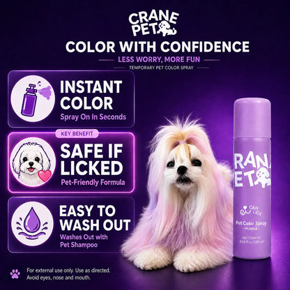 Pet Safe Color Spray-Crane Pet，Temporary Pet Hair Color Spray – Non Toxic&Washable，