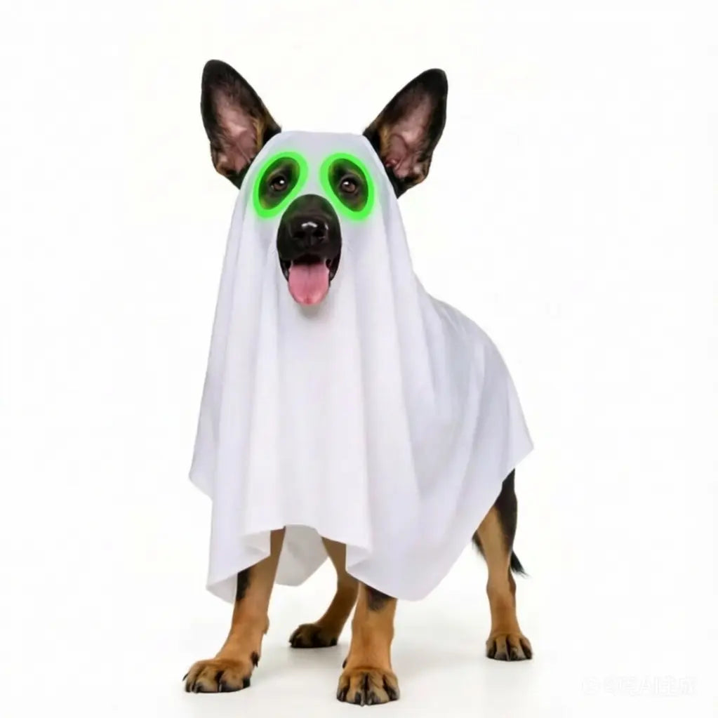 Halloween Dog Costume Ghost Outfit with Witch Hat Cute Pet Costume for Dogs Funny Puppy Halloween Costume Trick or Treat Party Accessories