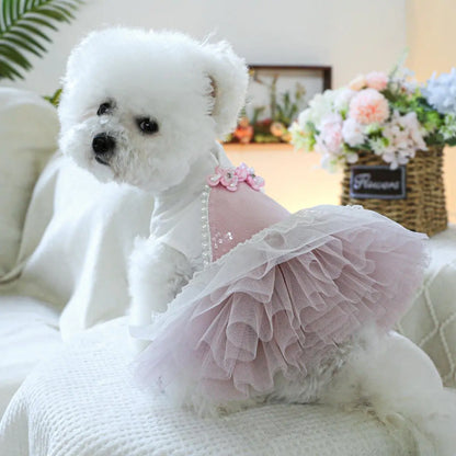 Pet Dress, Cute Flower Decor Pet Dress, Pet Clothes for Small Dogs, Fashionable Pet Clothing for Dogs, Dog & Cat Clothing Supplies, Poodle, Puppy Clothes