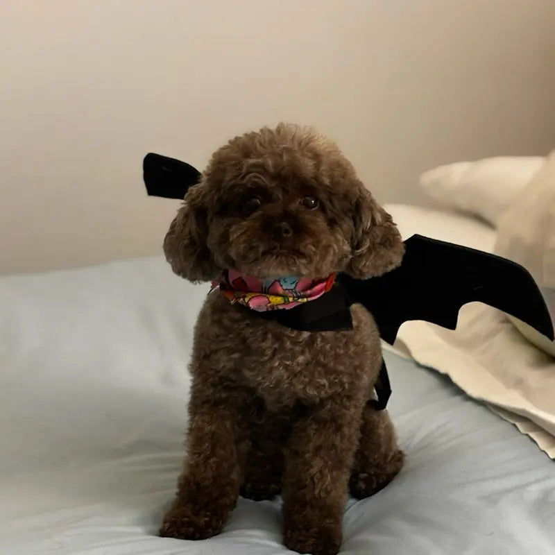 Puppy Wings - Black Bat Design with Purple LED Lights for Pet Costume Accessories